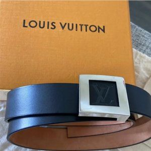 Louis Vuitton Black and silver logo belt never used 90/36